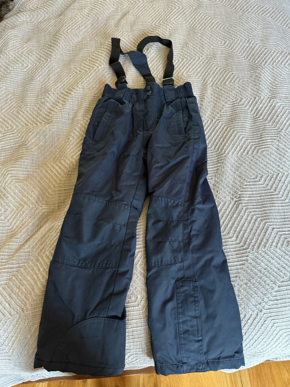 Navy Blue Insulated Kids Snow Ski Pants with Removable Suspenders